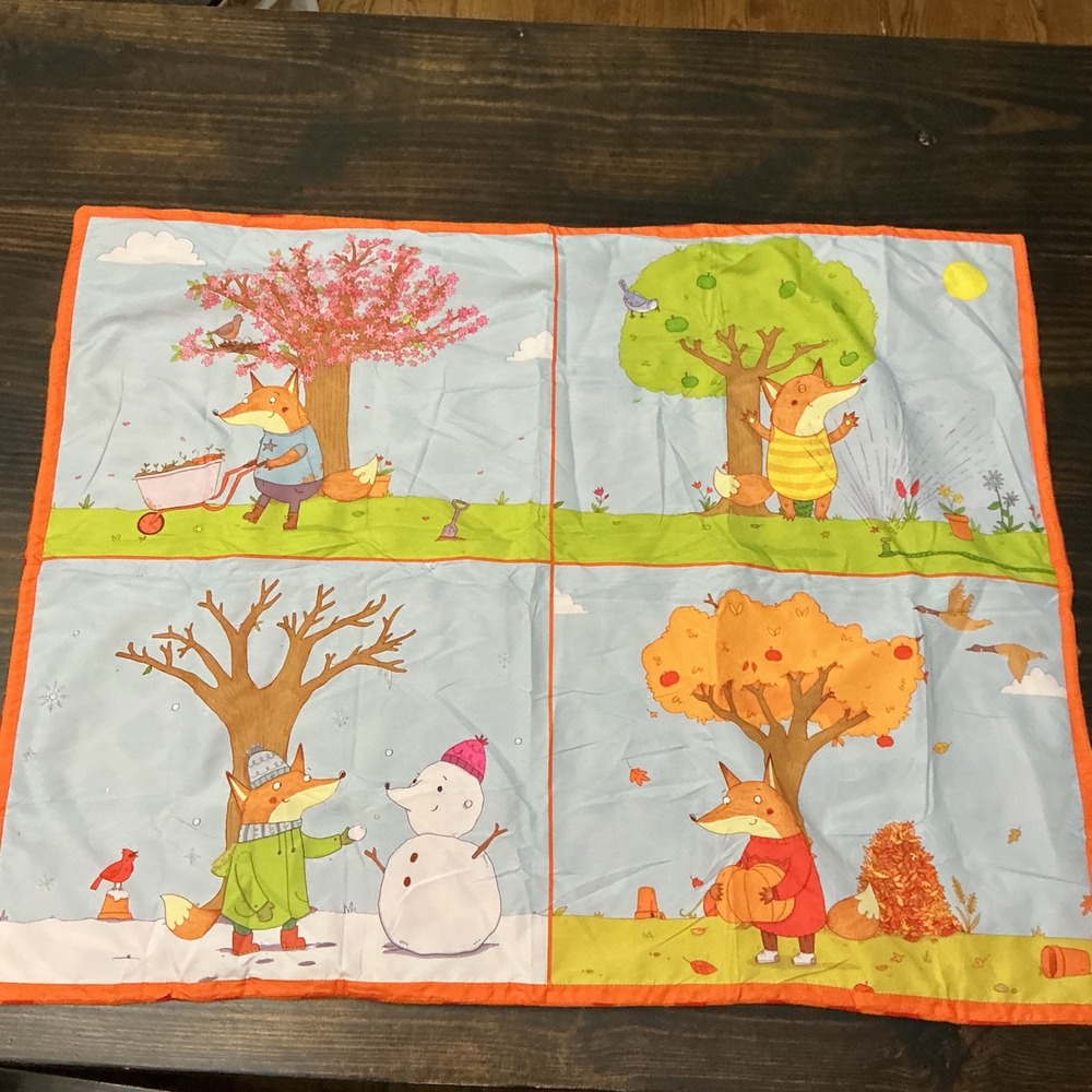 Highlights Four Seasons Fox Baby Blanket Orange Polka Dot Fleece 40x31